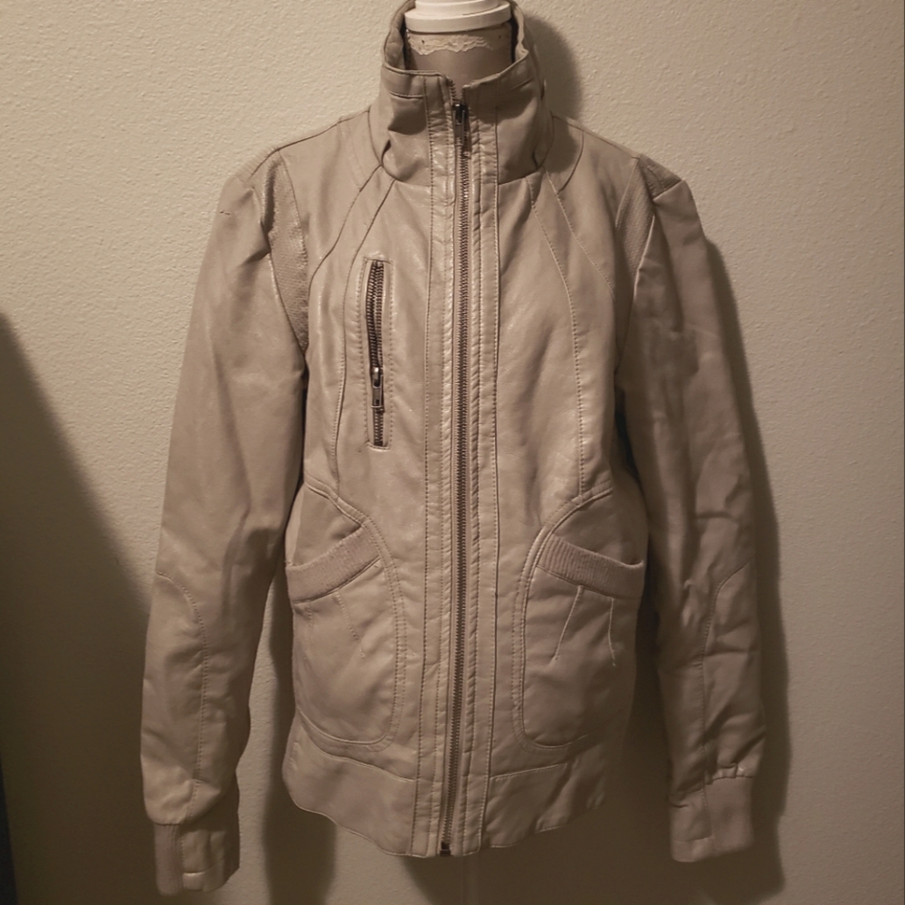 Motto Style Faux Leather Jacket